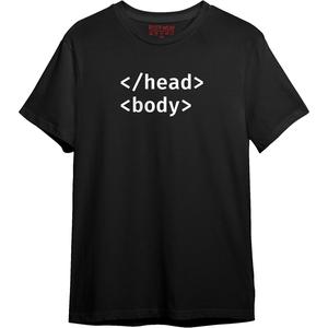 Camiseta negra con diseño abstracto 2D – estilo urbano alternativo, ideal para hombre y mujerROTT WEAR Head Body Playera Programador (MX/US, Alfa, Chico, Regular, Regular, Negro)