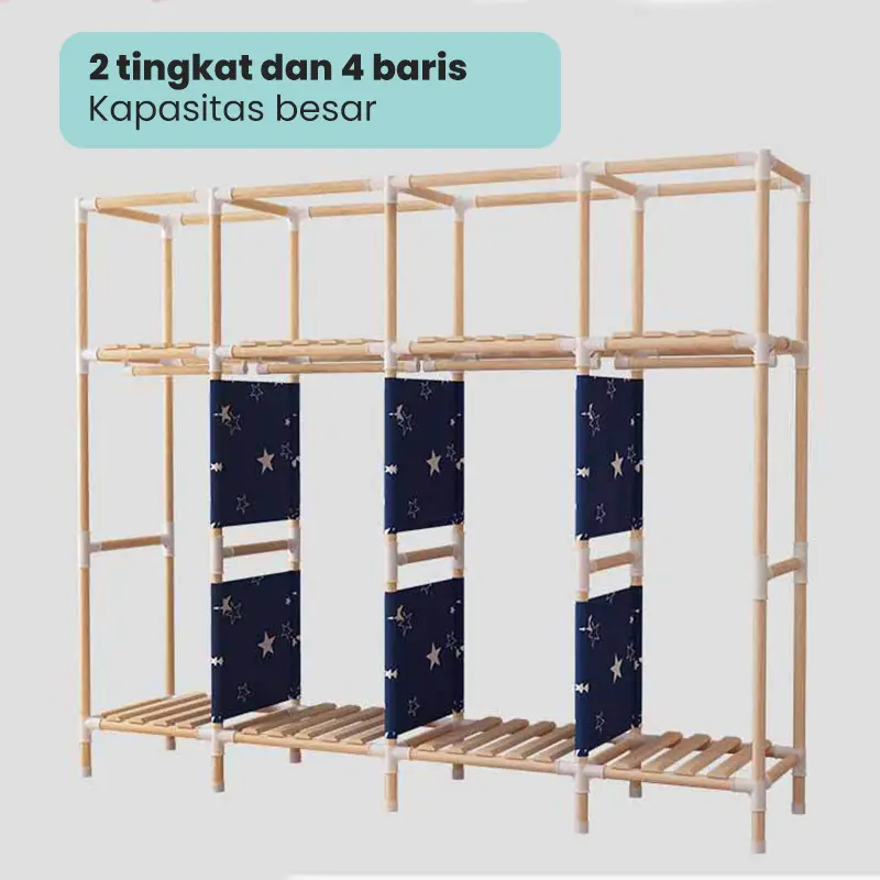 Dejavu Lemari Pakaian Lemari Baju Minimalis Multifungsi Portable Lemari Baju Minimalis Kayu HSH123 1