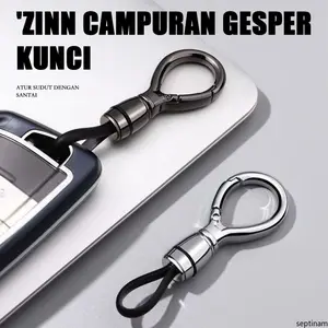 Premium Leather Strap Keychain with Metal Pendant - Adjustable Angle Waist Hook & Simple Elegant Design (Ideal Gift)