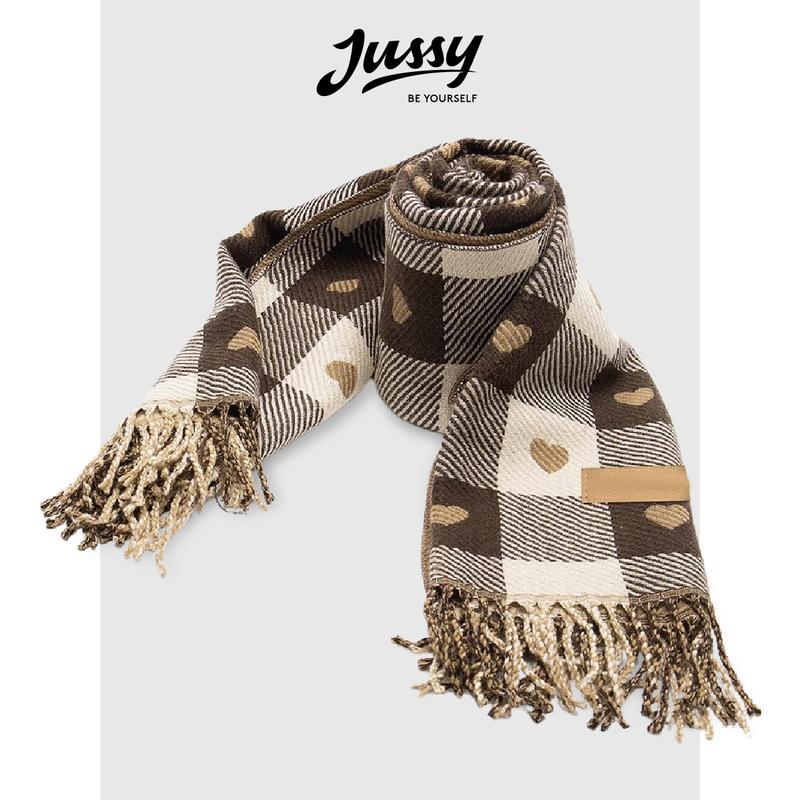 Khăn Quàng Cổ Trái Tim Mùa Đông Vintage Jussy Official Chất Khăn Choàng Cổ Len Cashmere Dày Mịn 180x30cm Women Voan