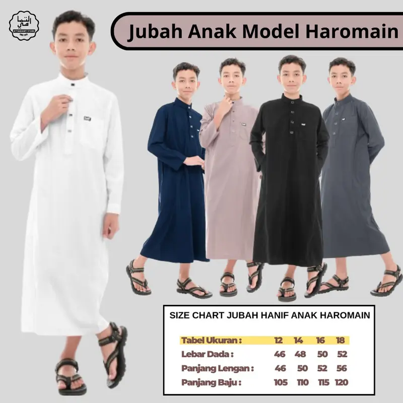 Jubah Anak Remaja Pria Baju Gamis Laki Model Haromain Haramain Merek Hanif 0