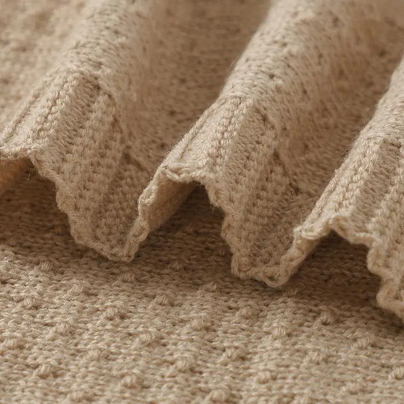 Solid Color Knitted Baby Blanket, Soft Comfortable Breathable Napping Throw Blanket, Skin Friendly Bedding Supplies for Home Bedroom Dormitory 5