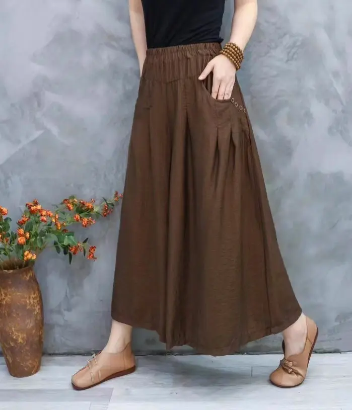 Quần ống rộng cạp chun chất VẢI ĐŨI NHẬT CAO CẤP màu sắc trang nhã dễ phối đồ Y5
