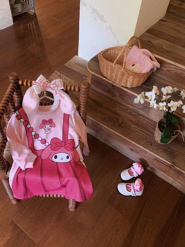 Product Introduction of Váy Len Mơ, Hàng Mới Về Mùa Xuân Và Mùa Thu, Dành Cho Bé Gái, Túi Messenger, Váy Niềng Răng, Thiết Kế Hoạt Hình, Giả Hai Lớp, Dài Tay, Thích Hợp Cho Bé Gái 9