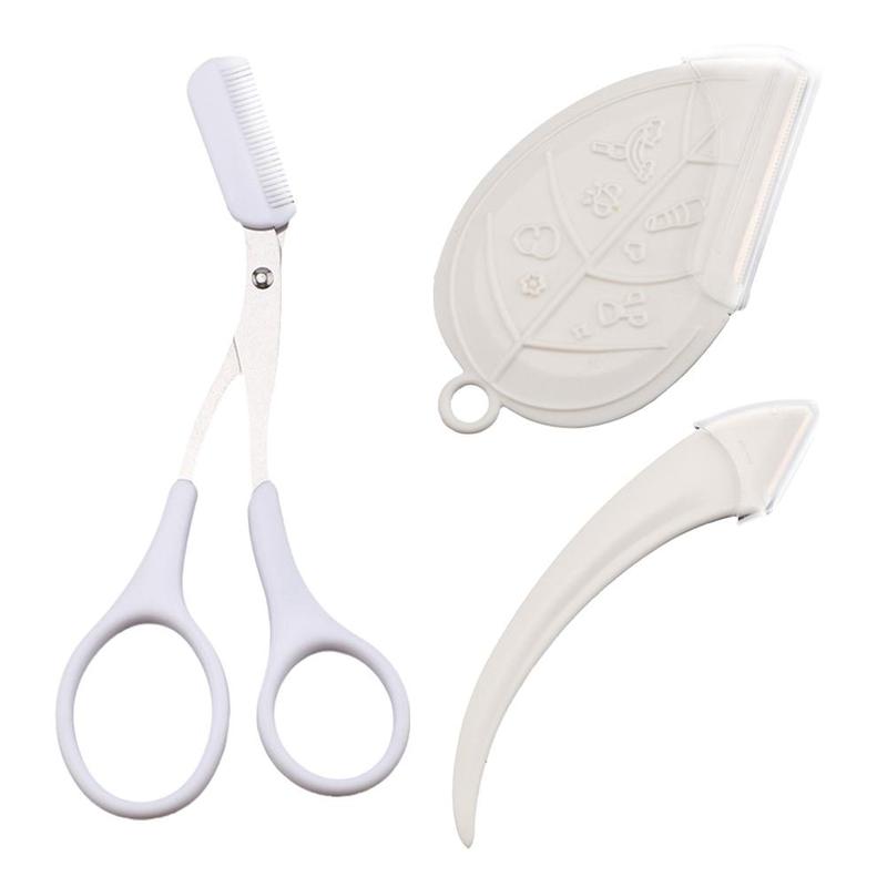 Product Introduction of Buy 1 Get 2 Free Curved Eyebrow Trimmer Facial Eyebrow Scissors With Comb Stainless Steel 32