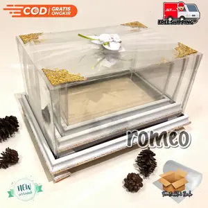 1 set isi 3 Kotak Seserahan Frame Fiber Hantaran Pernikahan Tutup Mika Hias Tile