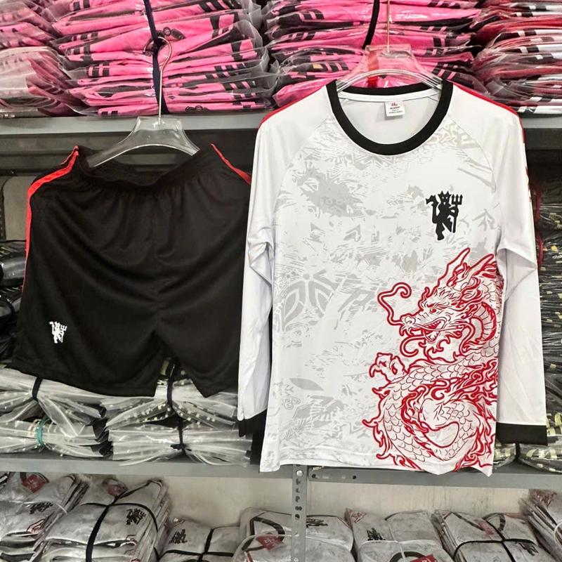 [DÀI TAY] Quần Áo Bóng Đá CLB Mu TRẮNG RỒNG Dài Tay 2024 - Mùa Giải 2023 - Vải Thun Lạnh Cao Cấp - Nam áo  shevchenko