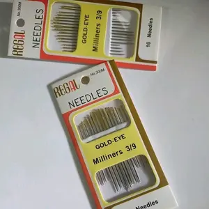 JARUM JAHIT TANGAN REGAL GOLD EYE MILINERS 1/5 isi 12pcs 3/9 isi 16pcs harga perset (12pcs jarum) & (16 pcs jarum)