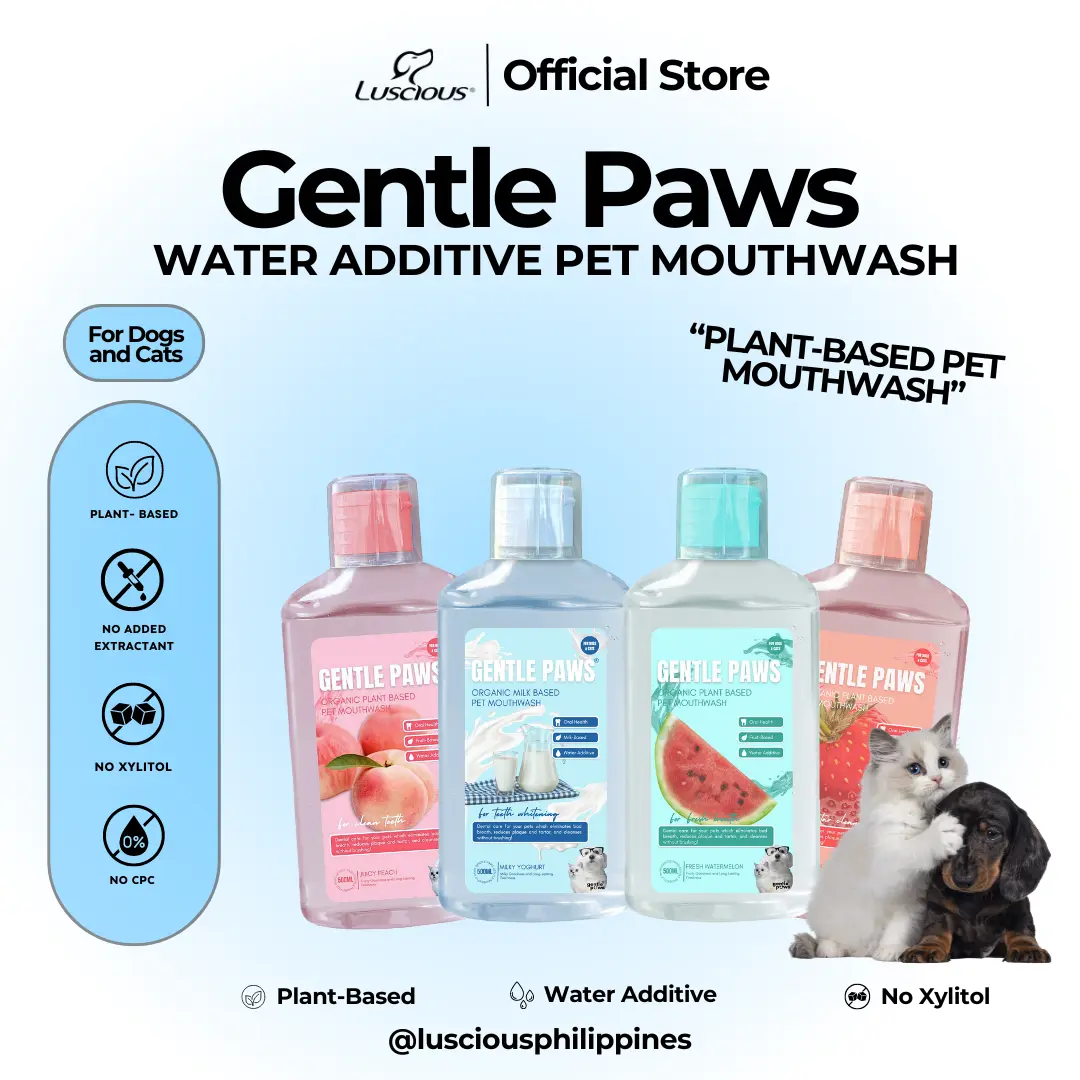 Gentle Paws Plant-Based Pet Mouthwash Water Additives Pet Dental Care For Dogs & Cats Water Based Formula 500ml + Free Mini