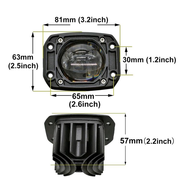 Lampu Foglamp 2Warna LED Bumper Mobil 30Watt 8D Offroad Jeep Car 3