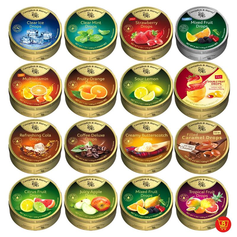 Kẹo hộp thiếc trái cây Cavendish & Harvey hộp 200g Ăn Vặt Viên Kẹo Candy Snack Food tráicây