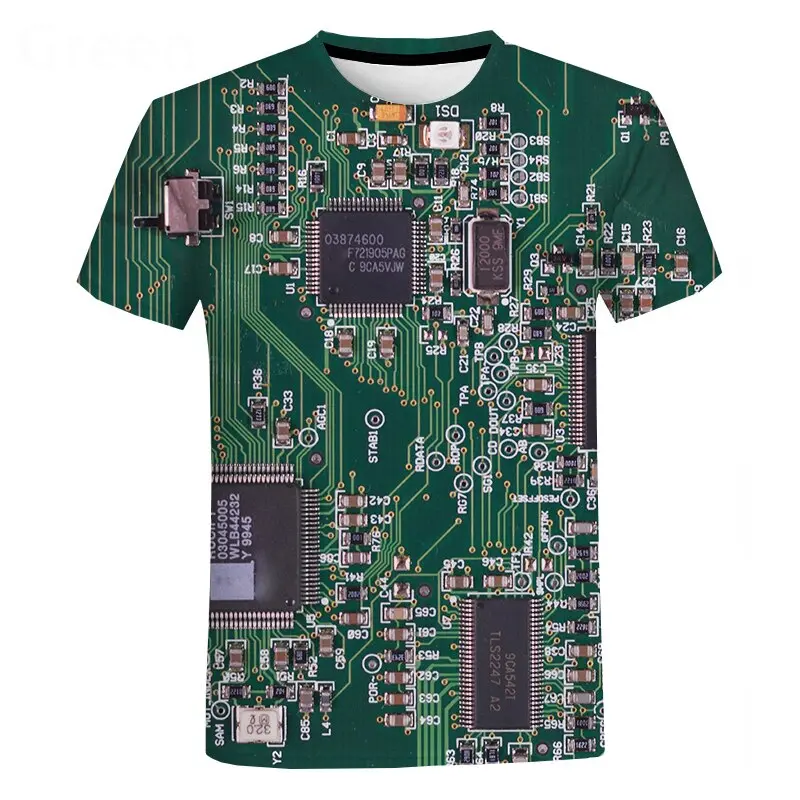 Kaos Mekanik Komputer PCB Full Printing Dri Fit Distro Kerja Pria Dewasa Baju Atasan Cowok Digital Keren 3