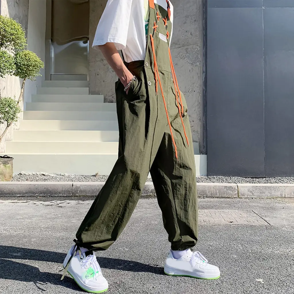 cagliero- Coveralls Suspenders Streetwear Coveralls Buttons Cargo Work Pants Summer Clothes Suspenders
