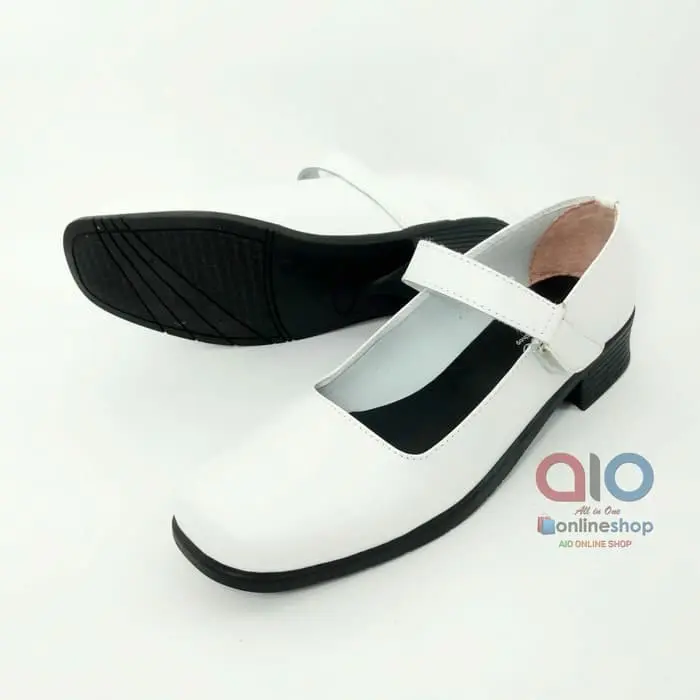 Aline Sepatu Pantofel Wanita Putih Hak 3 Cm Formal Bidan Perawat Dokter Akper Akbid A05 Heels 0