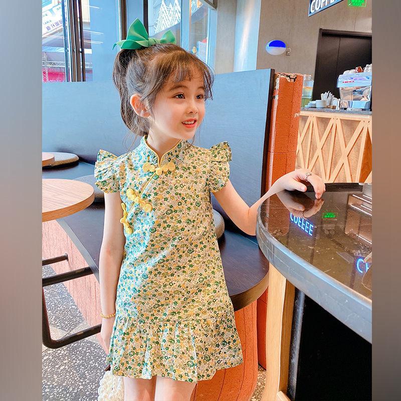 Product Introduction of Girls' Chinese Style Retro Hanfu Summer Children's Fashionable Cheongsam Dress Baby Skirt Cross-border One-piece Dropshipping 3