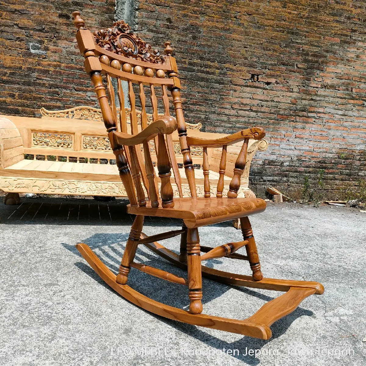 Kursi Goyang Kayu Jati Ukir, Leo Mebel Jepara, Kursi Goyang Jati, Kursi Goyang Terbaru Terakit Lengan Permanen Chairs Furniture