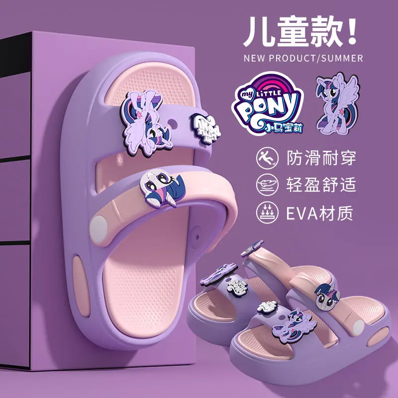 Dép Trẻ Em Cho Bé Gái, My Little Pony Thật, Cho Trẻ Em Cỡ Trung Bình Và Lớn, Mặc Hai Quai Ngoài Trời, Dép Lê, Twilight Sparkle, Thích Hợp Cho Năm 2025, Bán Chạy, Hàng Mới Về