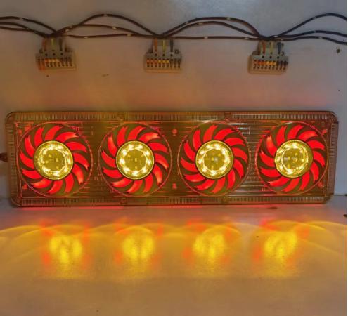 Đèn sau hậu xe tải 4 ô tròn mẫu mới dùng điện 12v-24v một cặp gồm 2 cái Phụ Tùng
