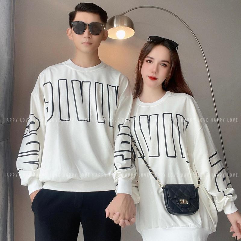 Product Introduction of Áo nỉ sweater đôi nam nữ mùa đông dài tay màu trắng in chữ cá tính thời trang cặp đôi HAPPYLOVE H059 5