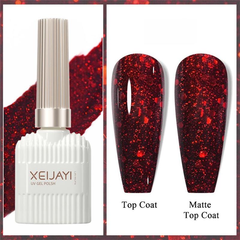  Sơn gel nhũ flash kim tuyến lấp lánh màu đỏ dịp Tết mừng năm mới chai 15ml 