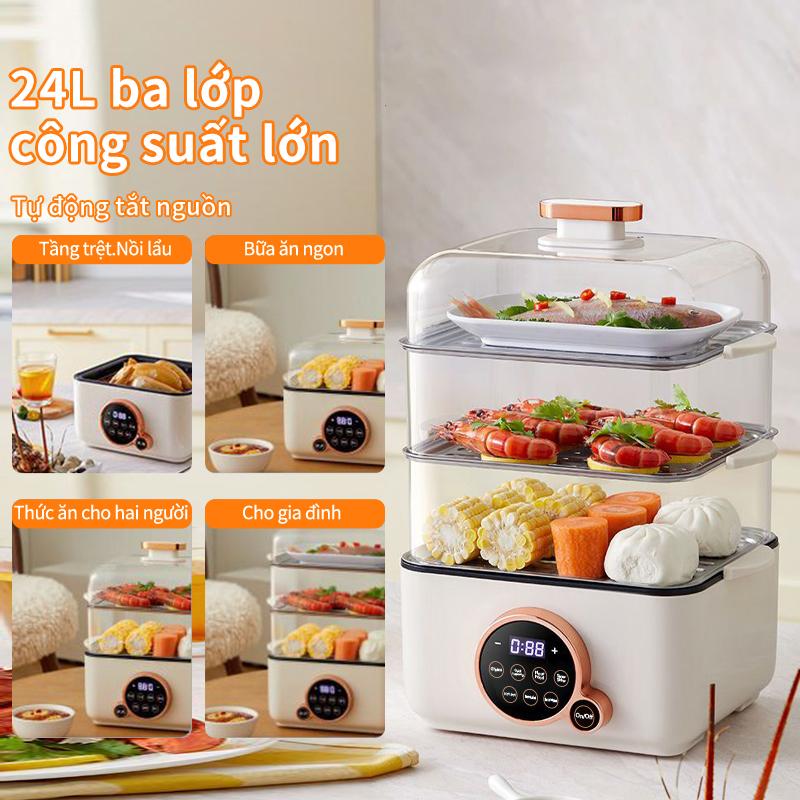 Nồi hấp kawu, dung tích lớn 24L, đa năng vừa hấp vừa nấu trong một nồi, ba lớp có thể tự do kết hợp, làm nóng nhanh tập trung năng lượng 1500W,model BT-ZG06 0
