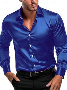 Men's Solid Color Shirt, Regular Fit Casual Long Sleeve Collared Top for Spring & Fall, Men's Clothes for Daily Wear