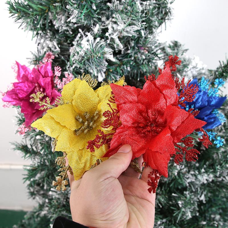 Đồ Trang Trí Hoa Nhân Tạo Lấp Lánh, 16cm, Để Trưng Bày Cây Ngày Lễ Tuyệt Đẹp 6