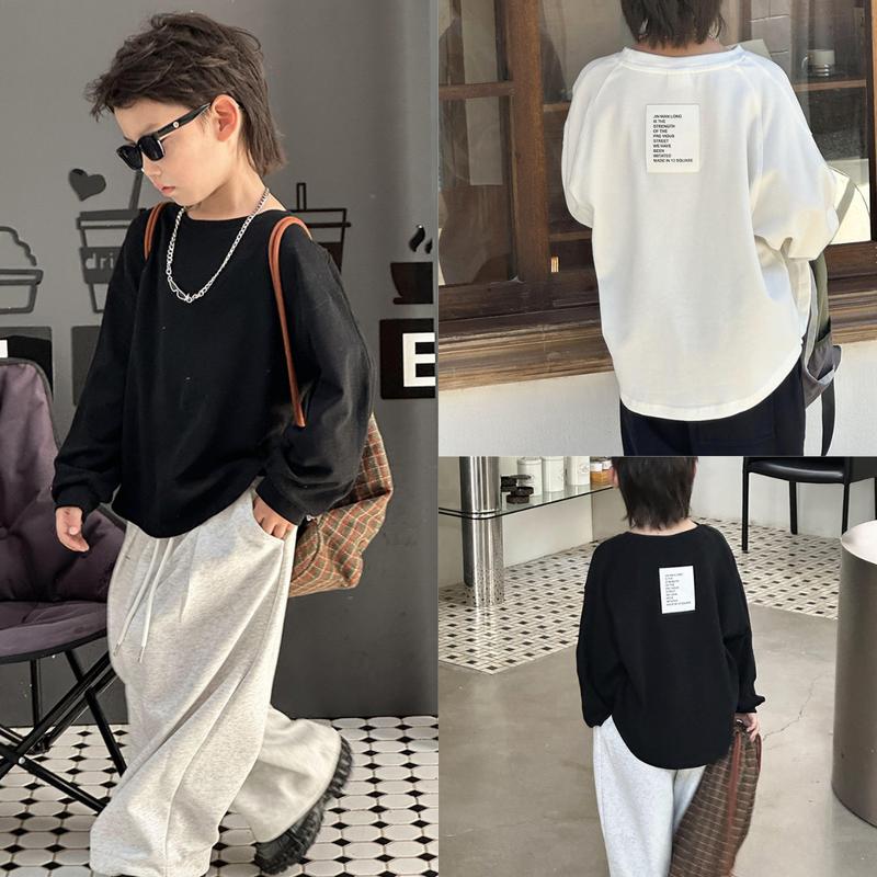 ÁO THUN MỎNG DÀI TAY HOẠT TIẾT TAB NHỎ Ở LƯNG CHẤT MỀM DỄ THƯƠNG MÀU ĐEN TRẮNG MẶC HÈ CHO BÉ TRAI VÀ BÉ GÁI