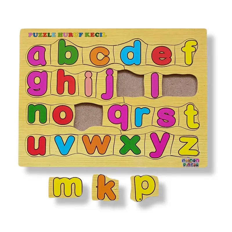 Mainan Edukasi Anak Paket Puzzle Kayu Isi 4 Huruf Hijaiyah Arab Huruf Besar Kecil Angka 0-20 6