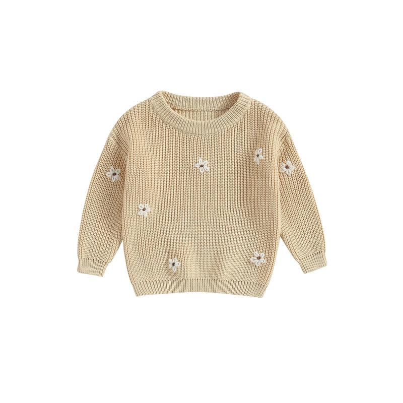Product Introduction of Baby Girl Sweater, Long Sleeve Crew Neck Flower Winter Warm Knit Pullover Sweater Infant Clothes 55