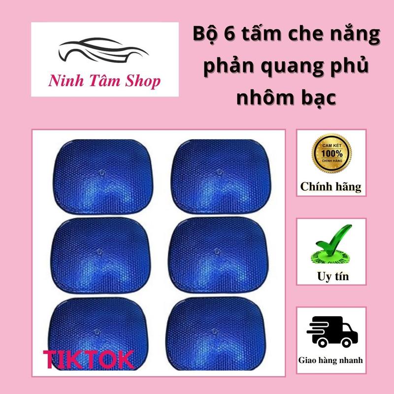 Bộ 6 tấm che nắng ô tô, tấm chắn nắng ô tô phản quang phủ nhôm bạc cách nhiệt 45cmx36cm