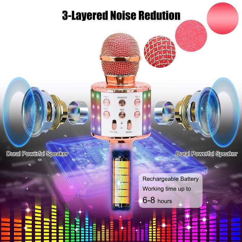 Product Introduction of Micro Karaoke Không Dây, Loa Cầm Tay Bluetooth, Máy Nghe Nhạc KTV Gia Đình, Có Đèn LED Nhảy Múa, Chức Năng Ghi Âm, Thích Hợp Cho Trẻ Em 15