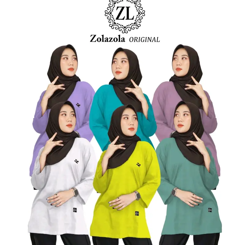 Kaos OVERSIZE Wanita Lengan 7/8 Polos size [ M. L. XL. XXL. XXXL ] / ORIGINAL ZOLAZOLA/  Baju Kaos Seragam Polos Kekinian KATUN COMBED24S Tebal 0