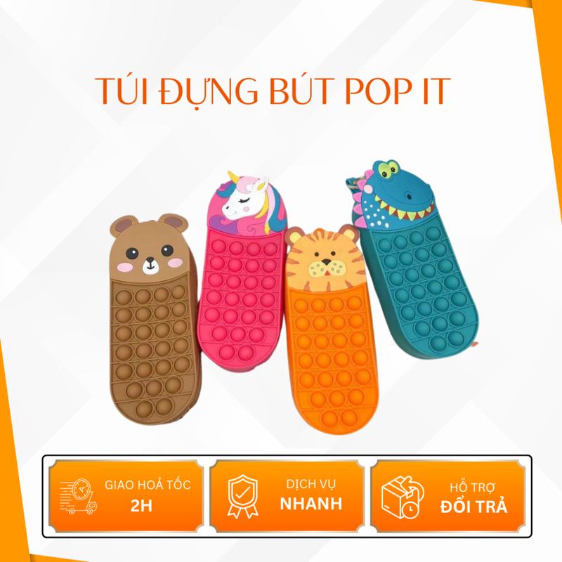 HỘP BÚT POP IT SILICON NHIỀU HÌNH DỄ THƯƠNG CHO BÉ (hết màu sẽ giao ngẫu nhiên)