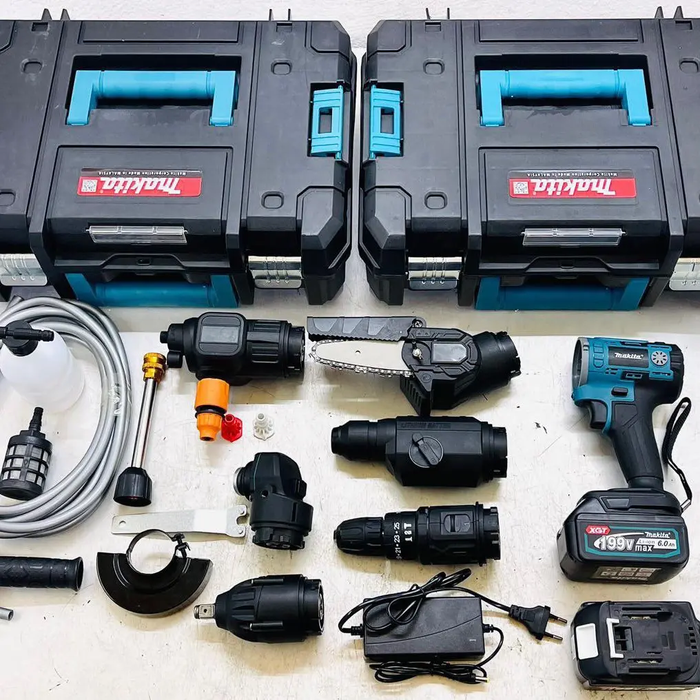 COMBO Makitaa 6 CHỨC NĂNG TRONG 1 BỘ SẢN PHẨM- RỬA XE, SIÊT BU LÔNG, KHOAN VÍT, MÀI GÓC, CƯA GỖ, ĐỤC BÊTONG Siêu đa năng tiện dụng