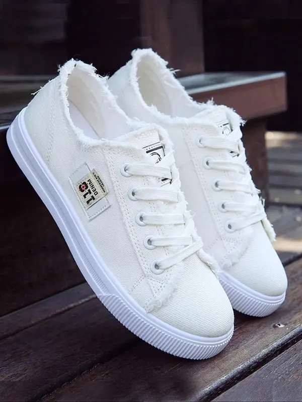 Women's Fashionable Lace Up Low Top Sneakers, Casual Comfortable Sports Shoes for Daily Wear, Female All-match Round Toe Shoes for Daily Wear 1