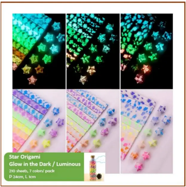 LovelyCraftStore | 210 or 540lembar Kertas Origami Kertas Bintang Star Paper Origami Paper Quilling Luminous Glown in the Dark