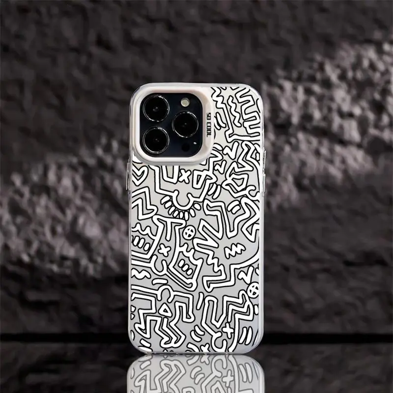 Pelindung Ponsel Animasi 8 untuk iPhone 15 14 13 12 11 Pro Max X XR XSMAX 8 7 Plus dengan Tutup Belakang White Matte Shockproof Protection 3