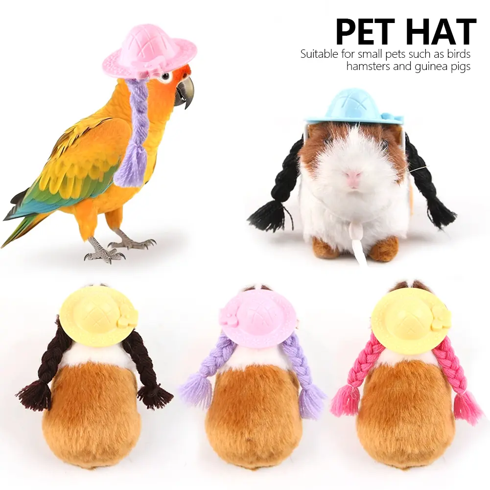 TK Cute Mini Cap Small Pets Decoration Hat Hamster Parrot Guinea Pig Braided Hair Hats Doll Accessories Pets Party Costume Caps #476635
