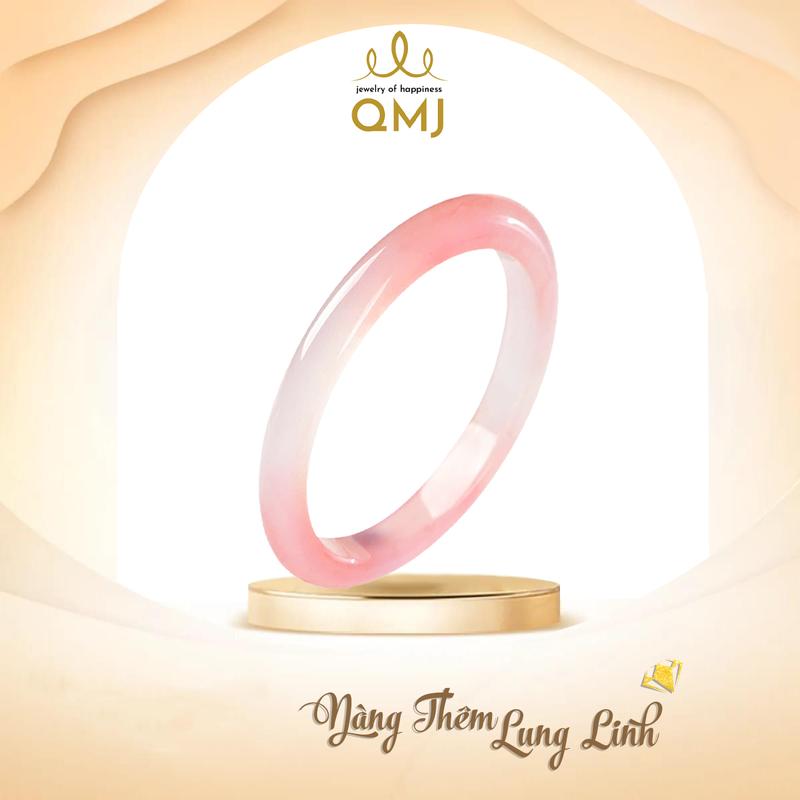 QMJ STORE- NT458 VÒNG TAY HOA ANH ĐÀO đá mã não trắng đẹp xuất sắc