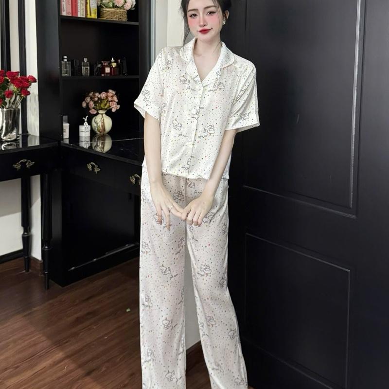 Pyjama - set TNQD form áo croptop - chất liệu lụa latin - size <60kg Nữ 5