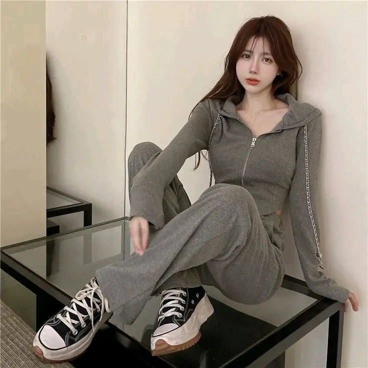 Set bộ thun gân nữ thu đông mặc được 2 kiểu Women