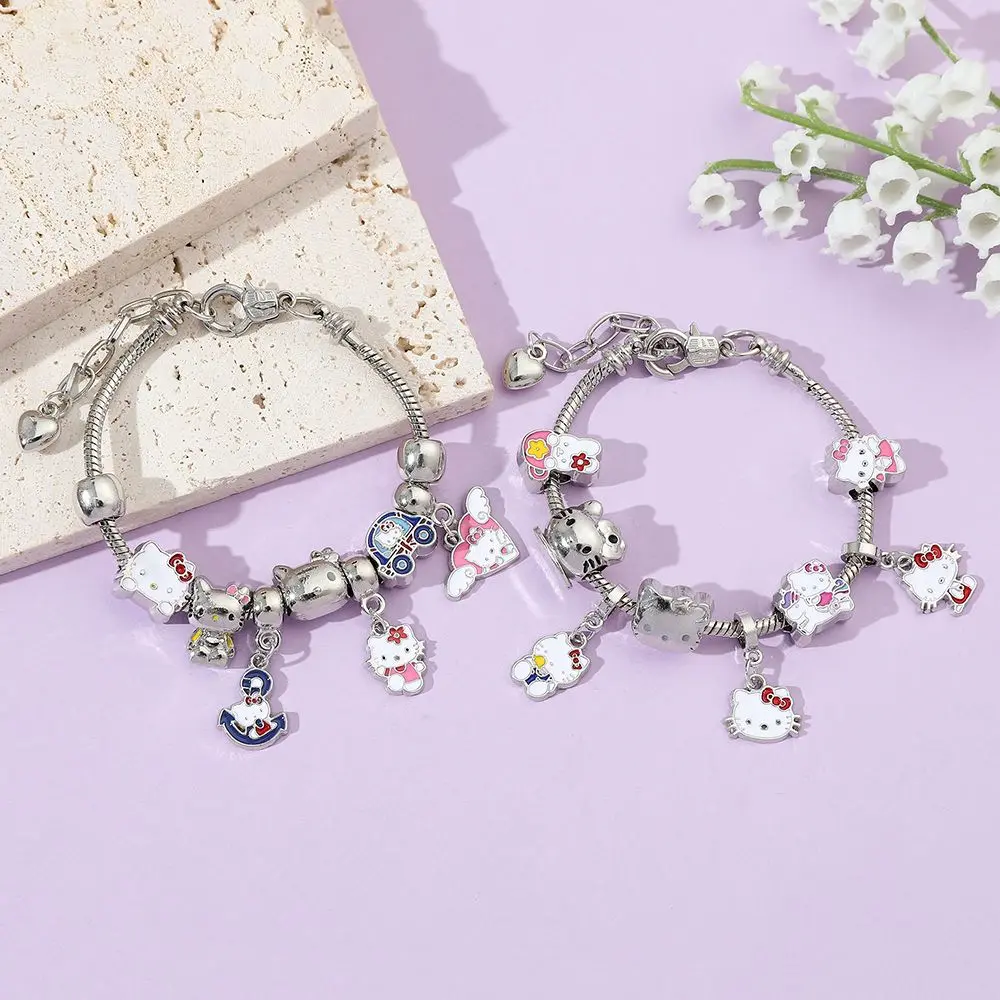 Vòng Tay Hoạt Hình, Thiết Kế Hello Kitty, Trang Trí Kim Loại, Trang Sức Nhập Khẩu Sanrio, Phiên Bản Học Sinh Dễ Thương, Có Thể Tháo Rời Phụ Kiện Hoa Phụ Kiện Hoa Tulip