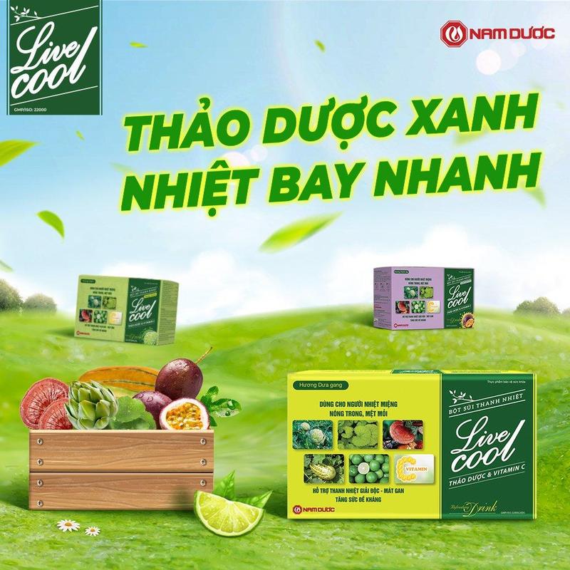 Viên sủi thanh nhiệt Livecool Nam Dược hương chanh 16 viên x4g 6