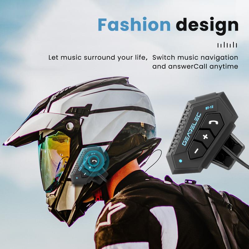GEARELEC BT12 Bluetooth 5.0 Helm Sepeda Motor Headset Suara Bass Tahan Air 2