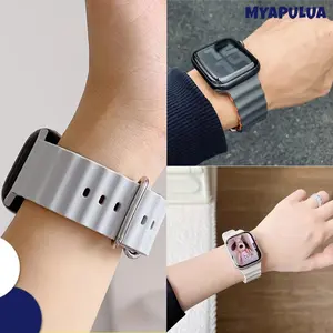 Silicone Ocean Strap for Apple Watch Ultra/Ultra 2 49mm series 10 9 8 7 6 5 4 3 Bracelet for iWatch 44mm 40mm 45mm 41mm 42mm Bands Ocean Band T500 T500+ T500+pro DT No 1 HW22 W26 IWO