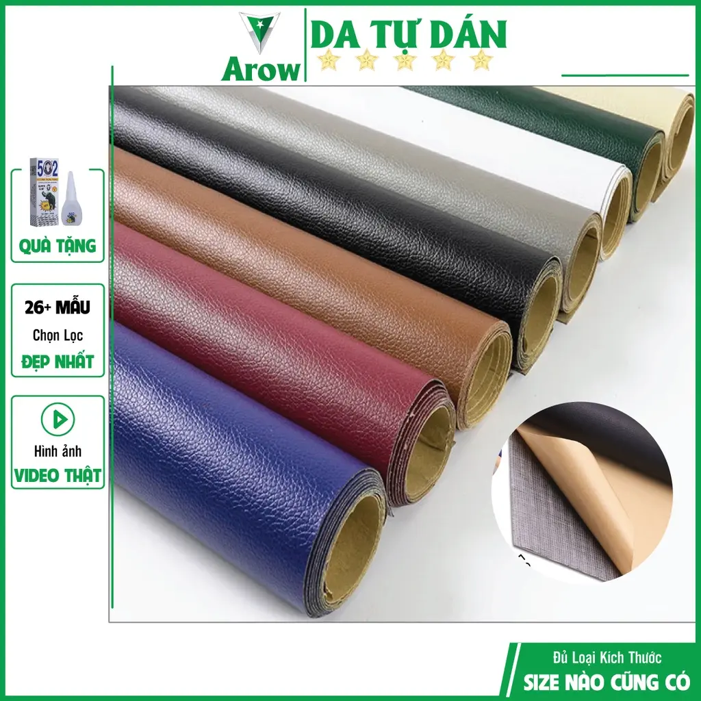 Miếng dán ghế da tự dính, miếng dán vải da pu sửa ghế sofa đồ da, nội thất. bọc sofa,bọc ghế ô tô Kích thước 71cm*101cm