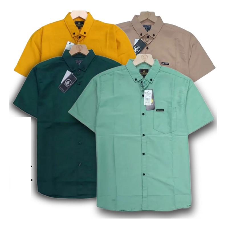 Kemeja Polos Jumbo Pendek XXL XXXL Kemeja Jumbo Pria Polos Lengan Pendek Baju Casual Dewasa Distro 1