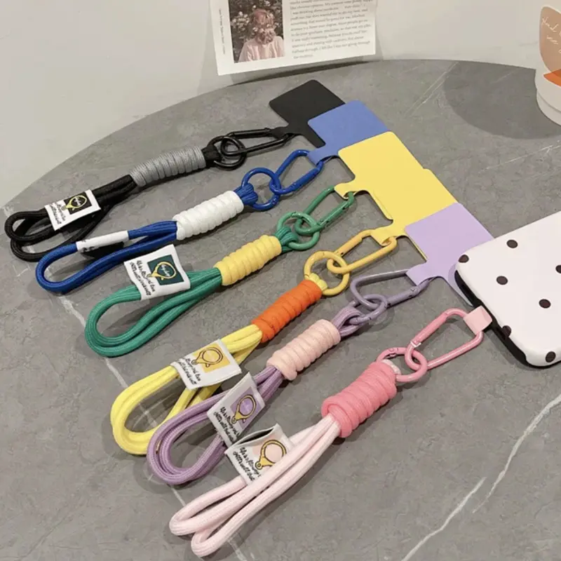 Nylon dikepang warna cocok lanyard ponsel lanyard pergelangan tangan pendek lanyard ponsel kreatif 0