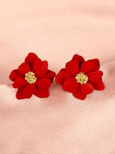 Arete de poste florales para mujer, diseño de flor con acabado mate, accesorio elegante para mujeres y niñas, regalo perfecto para uso diario